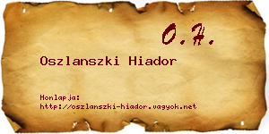 Oszlanszki Hiador névjegykártya